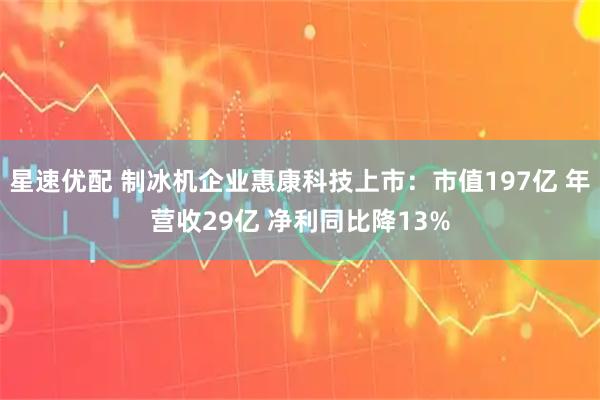 星速优配 制冰机企业惠康科技上市：市值197亿 年营收29亿 净利同比降13%