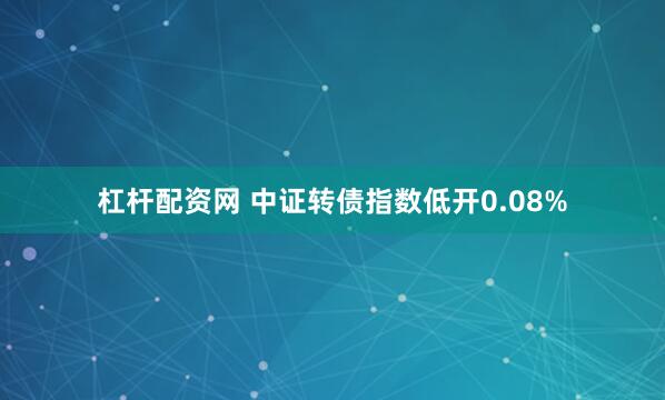 杠杆配资网 中证转债指数低开0.08%